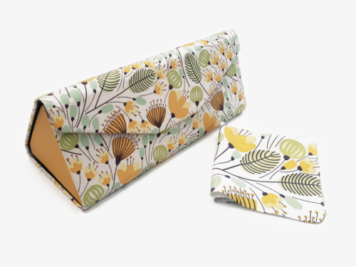 yellow blossoms floral glasses case foldable 1