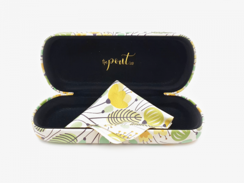 yellow blossoms floral glasses case hard 3
