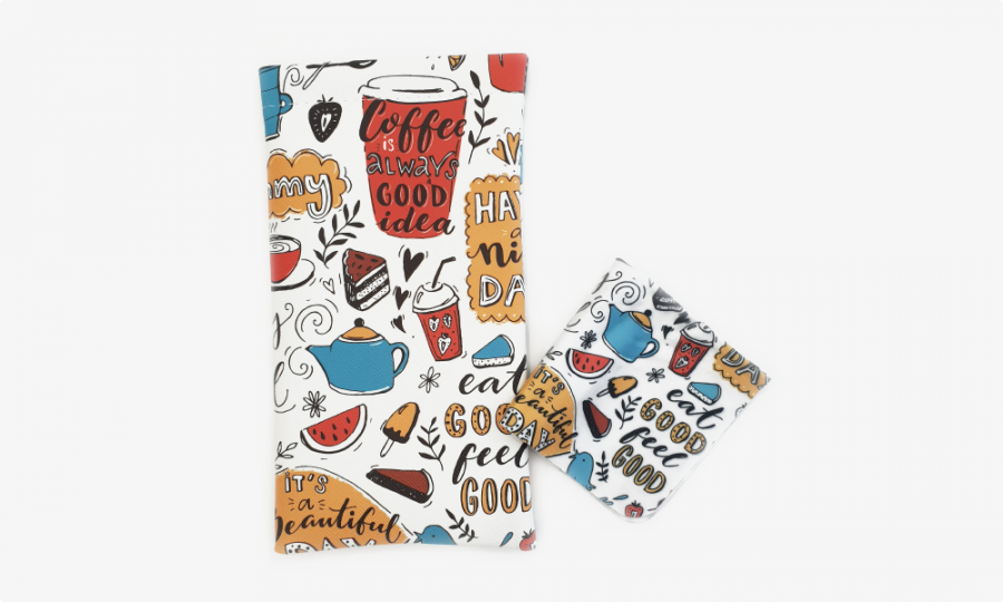 foodie print soft pouch case front view